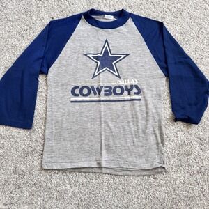 Vintage Single Stitch Dallas Cowboys Shirt Raglan 3/4 Sleeve Made In USA 1980